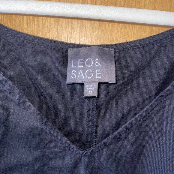 Leo Sage Womens Tank Top Black Size Medium Side Slits Stretch V Neck Casual - Picture 3 of 7